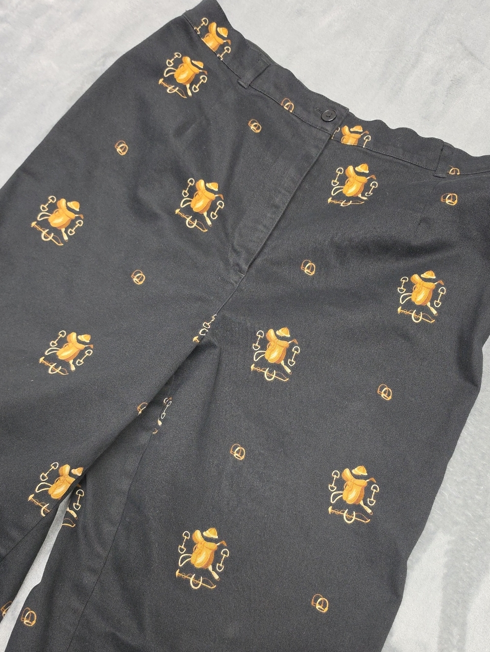 Vintage Talbots Black Size 12 Straight-Leg Pants with Gold Saddle